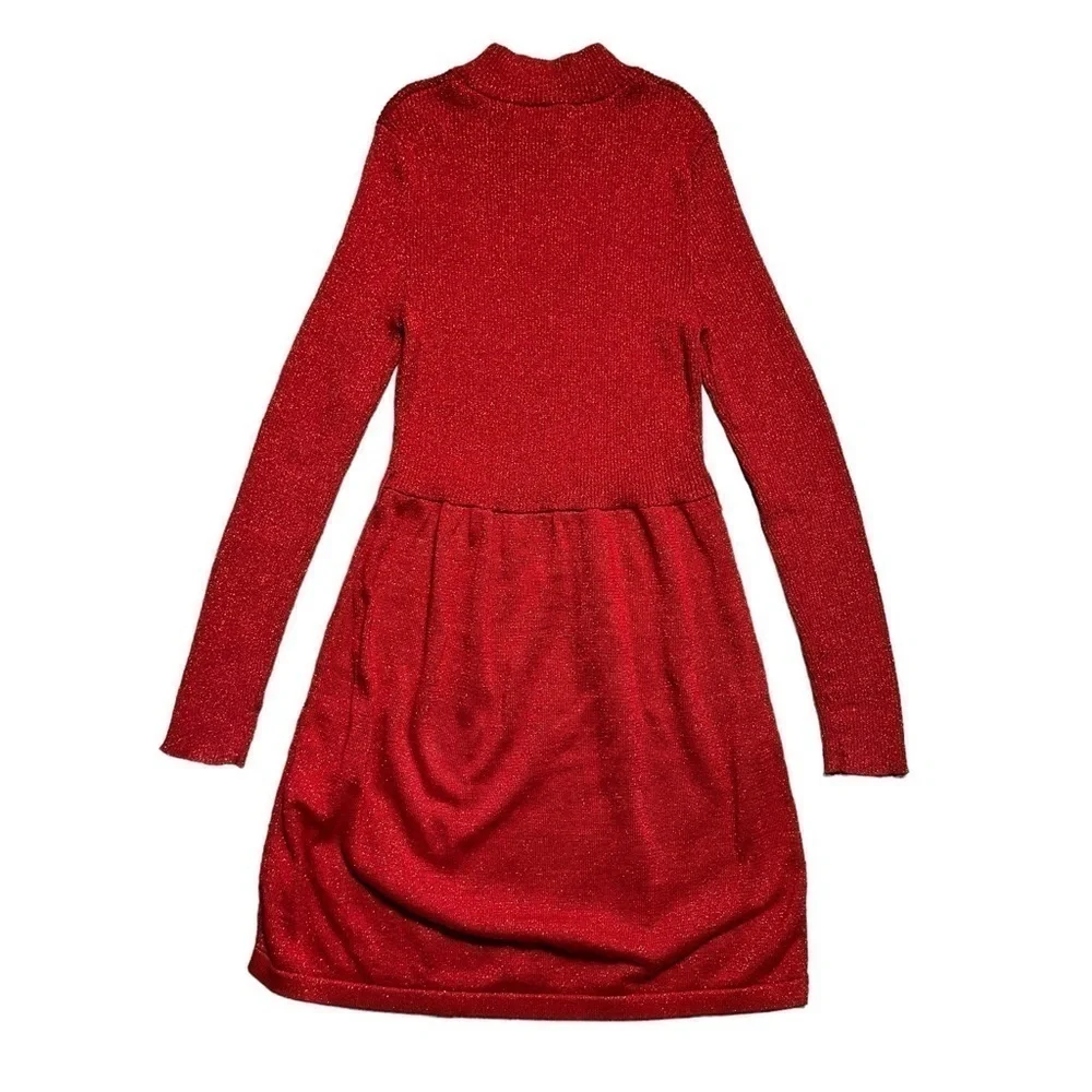 Free People Red Shimmer Mock Neck Sweater Dress | U.S. Woman’s XSmall